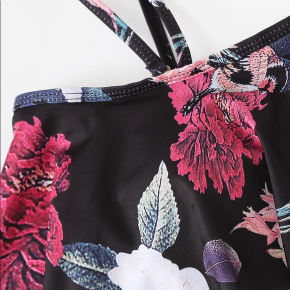 🆕Floral Bardot ruffle high waist bikini - Picture 5 of 6